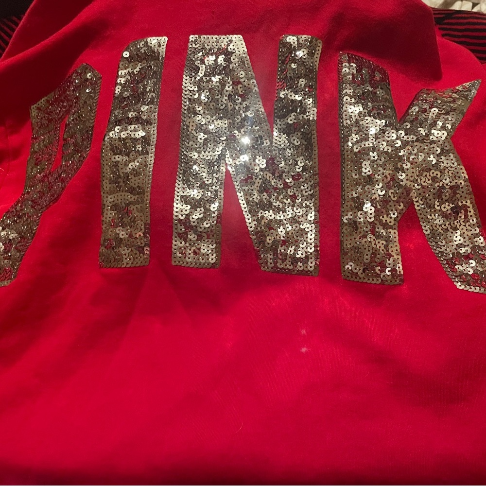Red size  medium pink bling w sharper on inside of hoodie RARE